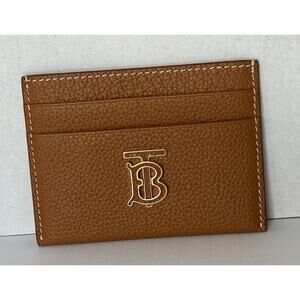 Burberry Warm Russet Brown TB Leather Card Case 80623791 Made in Italy NWT $330